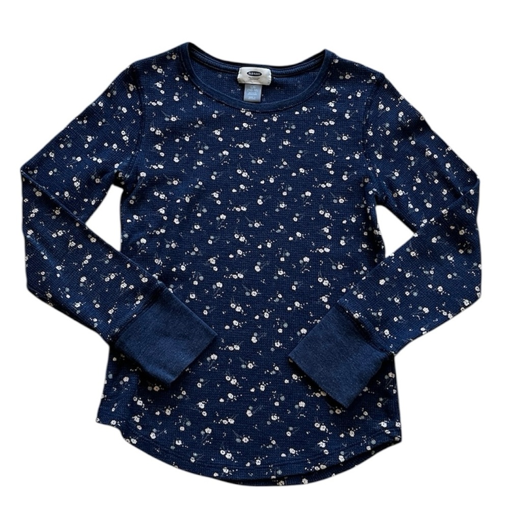 Old Navy L(10-12) long sleeve waffle thermal top floral